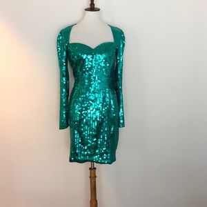 Green sequined costume cocktail dress